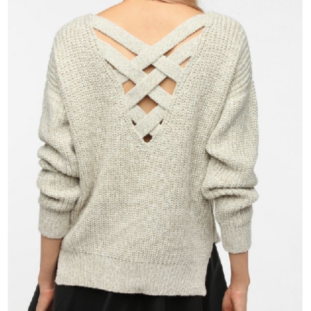 UO Sparkle & Fade Chunky Knit Cross Back Sweater - Picture 2 of 7